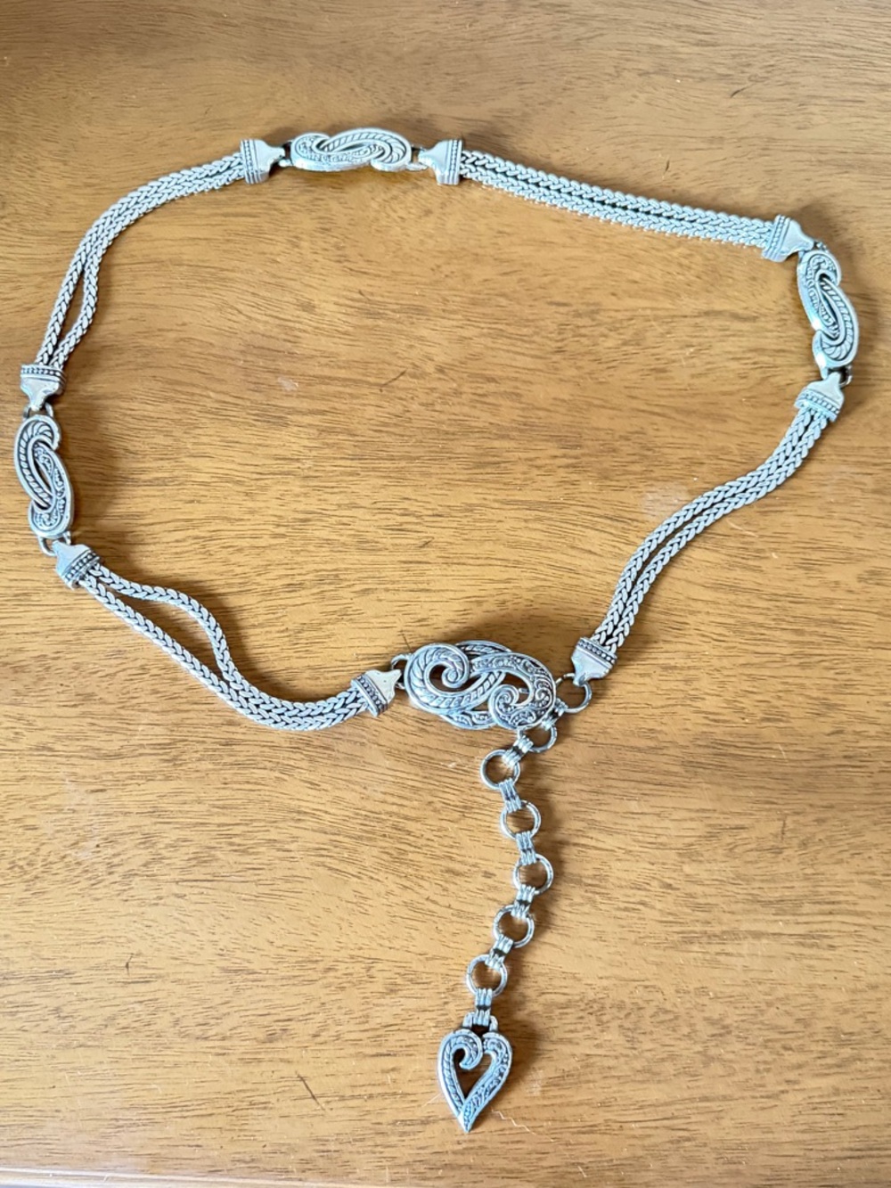 Vintage Brighton Bali Hai Chain Belt Silver Tone Adjustable 32–37 Boho Western